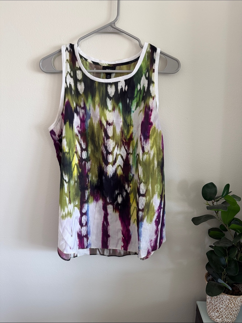 Massimo Multi-Color Olive Green Purple Black Tie-Dye Tank